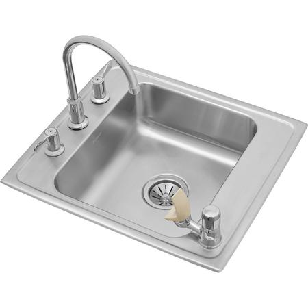ELKAY Classic SS 22"x19-1/2"x7-1/2", Sngl Classroom Sink + Faucet/Bubbler Kit DRKR2220C